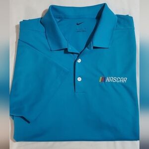 Nike Nascar Men's Teal Polo Shirt with Nascar  Logo. Sz L